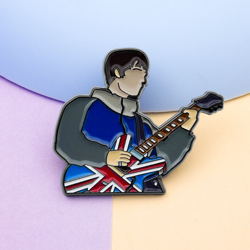 Collectible Vintage Brooches - Vintage İngiliz Rock Gitar Emaye Broşlar