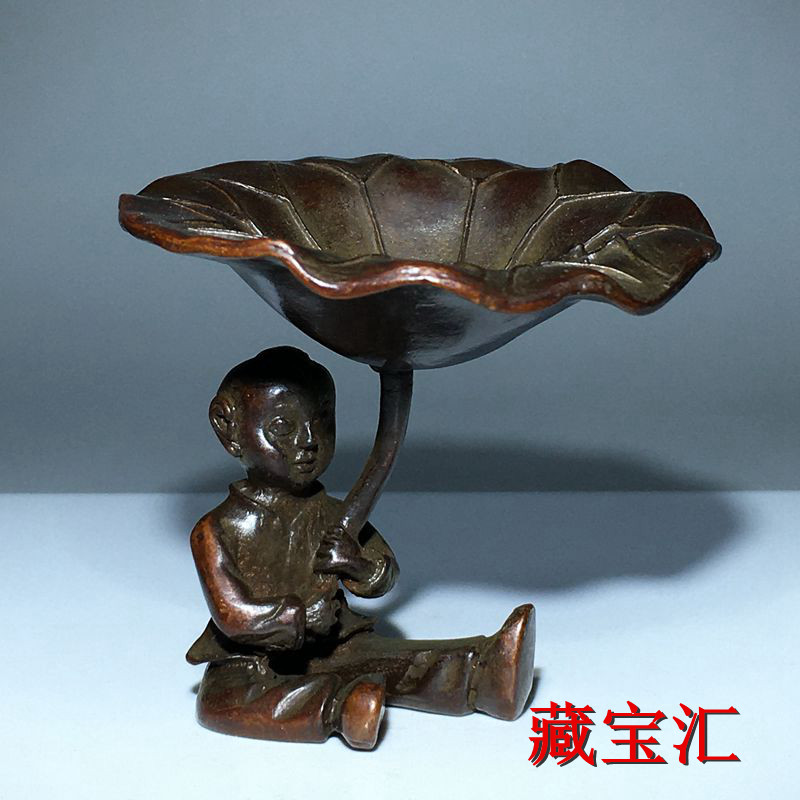 Vintage And Collectible Items - Vintage Antika Lotus Yaprağı Çocuk Bronz