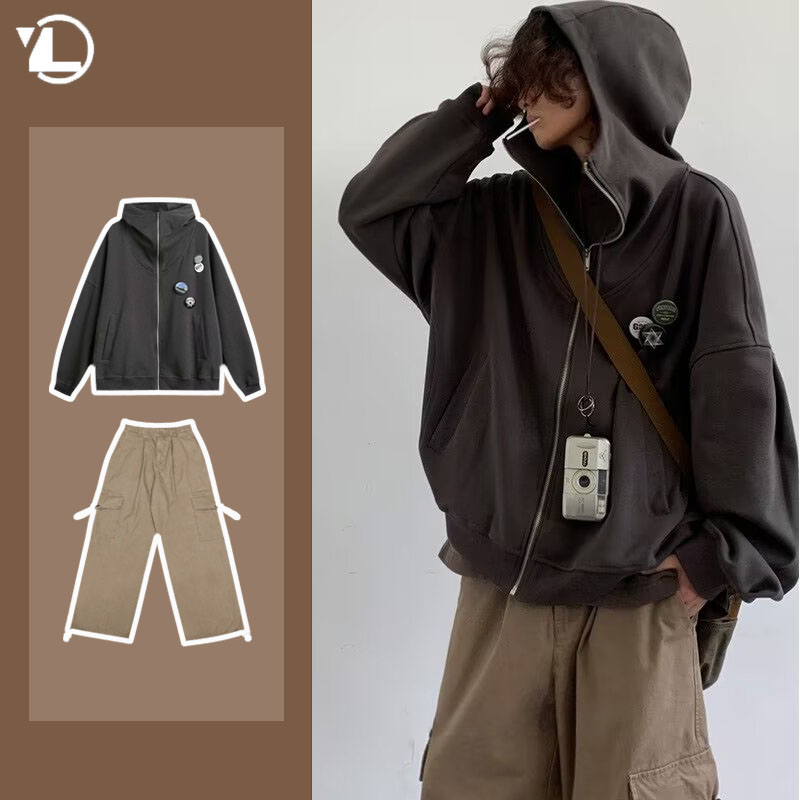 Sonbahar kolej rahat seti erke - Vintage Zip Hoodie incelemesi ve fiyatı