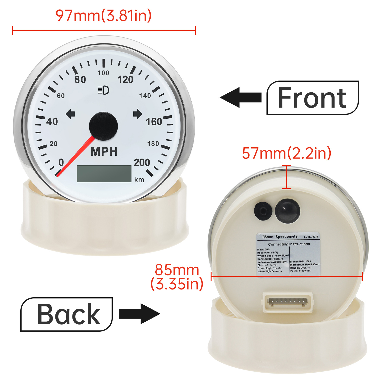 125 200 MPH KMH 85mm Kilometre - Analog Meter Gauge incelemesi ve fiyatı